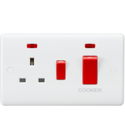 Knightsbridge Curved Edge 45A DP cooker unit with 13A Switched Socket with neons