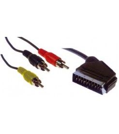 SCART to 3 RCA Cable Lead 2m Video+Stero Audio