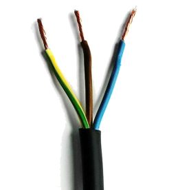 Flexible TRS 3-core cable with Rubber insulation and outer sheath HO5RN Black 